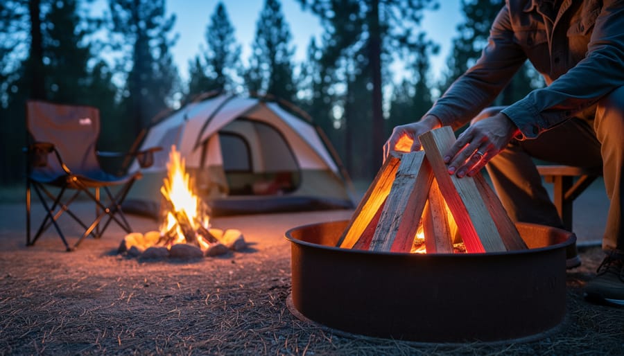 Stacked firewood at an RV campsite in Jasper National Park